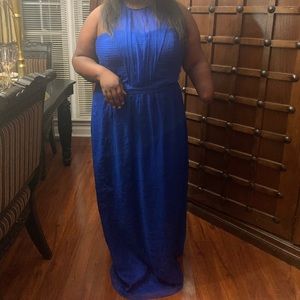 Halter Maxi Blue dress Sleeveless